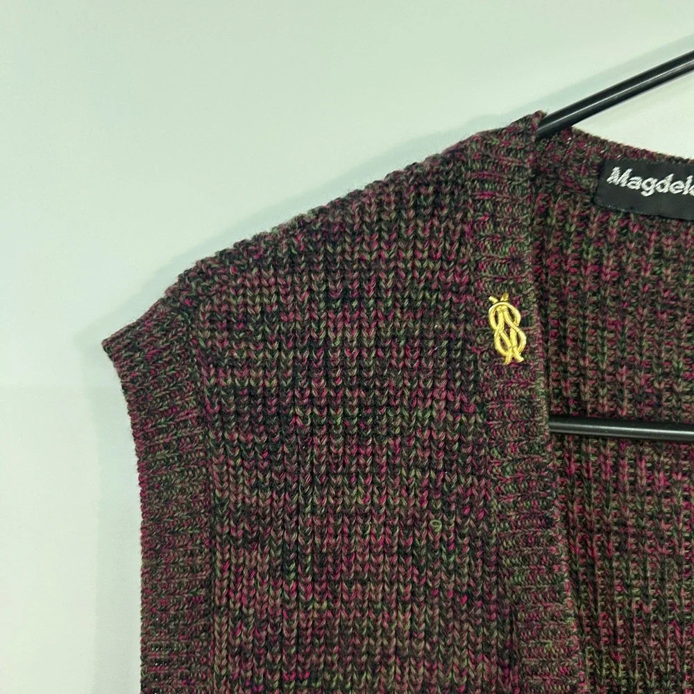Magdeleine Poncet Vintage 70s French Knit Vest S M Gold Hardware Boho Retro